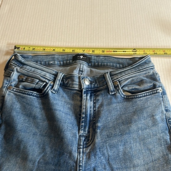 7FAM the Ankle Skinny blue jeans faded look w multiple pockets stretchy fabric - Picture 4 of 11